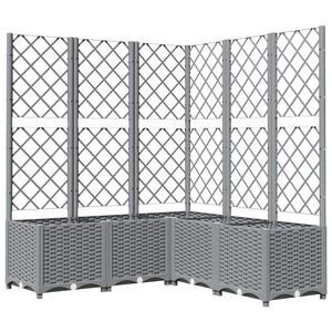 vidaXL Vaso/floreira jardim c/ treli&ccedil;a 120x120x136 cm PP cinza-claro