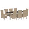 vidaXL Conjunto de Jantar para Jardim 9 unid. Bege vime PE