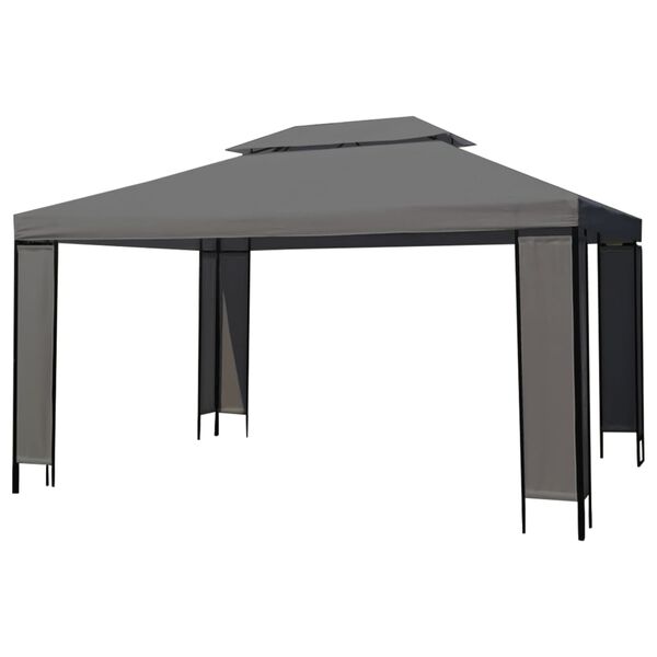 vidaXL Gazebo com cord&otilde;es de luzes LED 3x4 m antracite