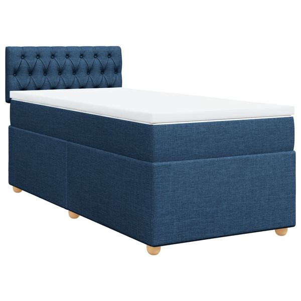 vidaXL Cama com molas/colch&atilde;o 90x190 cm tecido azul