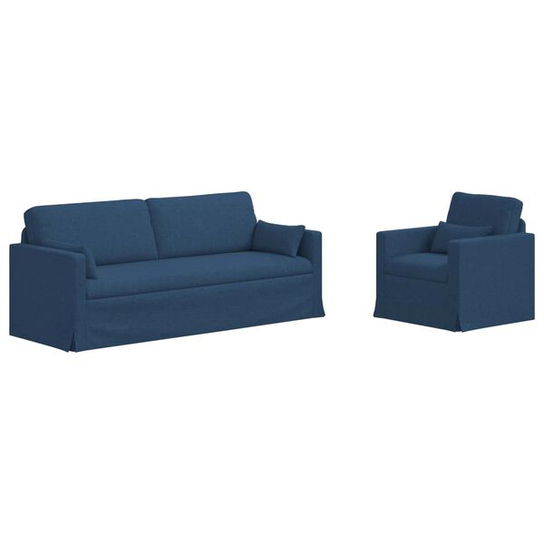 vidaXL Sof&aacute; 2 pcs Azul Dimens&otilde;es gerais: 198 x 78 x 80 cm (L x P x A)