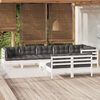 vidaXL 9 pcs conj. lounge de jardim c/ almofadões pinho maciço branco