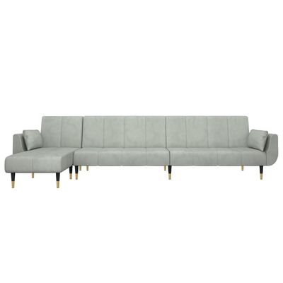 vidaXL Sofá-cama em forma de L 275x140x70 cm veludo cinzento