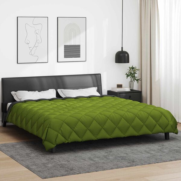 vidaXL Edredom de Inverno Verde e Antracite 200 x 200 cm Microfibra