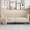 vidaXL Sofá chesterfield 3 lugares linho