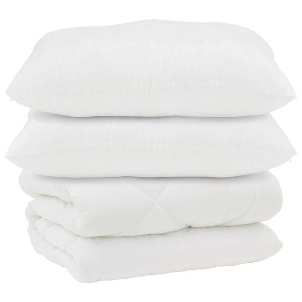 vidaXL Duvet com Travesseiros 3 pcs Branco Microfibra e Penas de Ganso