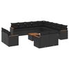 vidaXL 14 pcs conjunto de sof&aacute;s p/ jardim c/ almofad&otilde;es vime PE preto