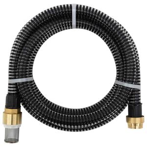 vidaXL Mangueira de suc&ccedil;&atilde;o com conectores de lat&atilde;o 1,1" 3 m PVC preto