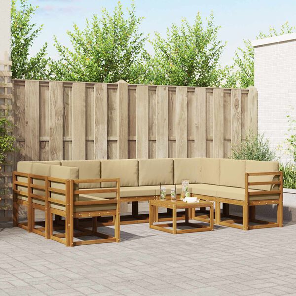 vidaXL Conjunto de Sof&aacute;s para Exterior 10 pcs Natural e Bege