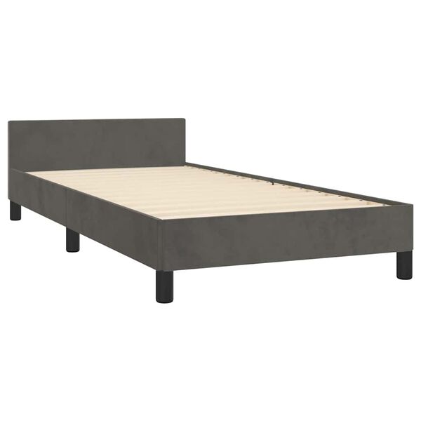 vidaXL Estrutura de cama sem colch&atilde;o 90x200 cm veludo cinzento-escuro