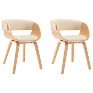 vidaXL Cadeiras jantar 2 pcs madeira curvada e couro artificial creme