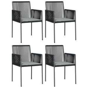 vidaXL Cadeiras jardim c/ almofad&otilde;es 4pcs 54x60,5x83,5cm vime PE preto