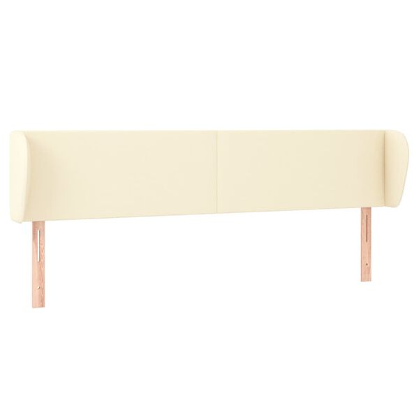 vidaXL Cabeceira de cama c/ abas couro artificial 163x23x78/88cm creme