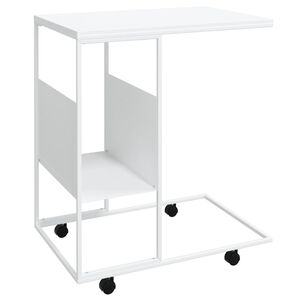 vidaXL Mesa de apoio c/ rodas 55x36x63,5cm derivados de madeira branco