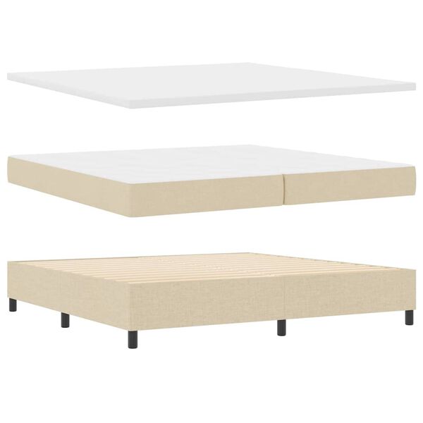 vidaXL Cama Box com colch&atilde;o com cabeceira Creme 200 x 200 cm tecido