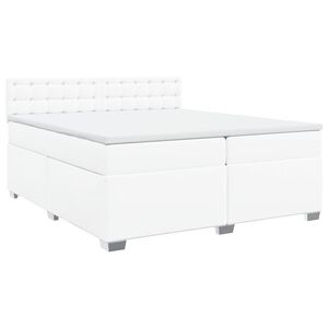 vidaXL Cama com molas/colch&atilde;o 200x200 cm couro artificial branco