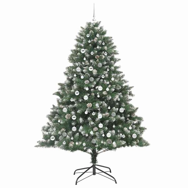 vidaXL &Aacute;rvore de Natal Artificial Verde 210 cm PVC, Pl&aacute;stico e A&ccedil;o