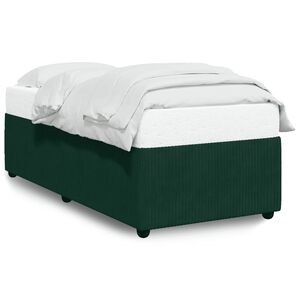 vidaXL Estrutura de cama sem colch&atilde;o 90x190 cm veludo verde-escuro