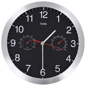 vidaXL Rel&oacute;gio parede c/ higr&oacute;metro e term&oacute;metro quartzo 30 cm preto