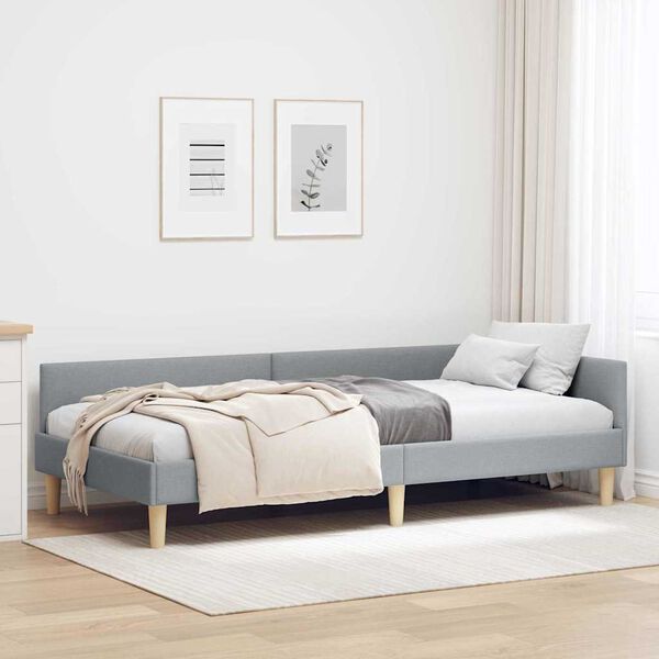 vidaXL Estrutura de Cama de Canto Cinzento-claro 100 x 200 cm tecido