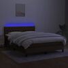 vidaXL Cama box spring c/ colch&atilde;o/LED 140x190cm tecido castanho-escuro