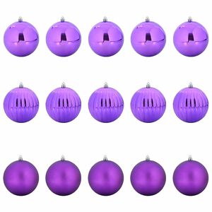 vidaXL Conjunto de Bolas de Natal XL 15 unid. Lil&aacute;s &Oslash; 10 cm Pl&aacute;stico