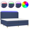 vidaXL Cama box spring c/ colch&atilde;o e LED 200x200 cm tecido azul