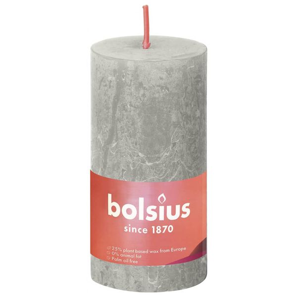 Bolsius Velas r&uacute;sticas cil&iacute;ndricas Shine 8pcs 100x50 mm cinzento areia