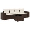vidaXL 5 pcs conjunto sof&aacute;s p/ jardim c/ almofad&otilde;es vime PE castanho