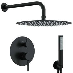 vidaXL Sistema de Chuveiro Oculto (Redondo) Preto A&ccedil;o Inoxid&aacute;vel 201