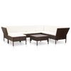 vidaXL 8 pcs conjunto lounge jardim c/ almofad&otilde;es vime PE castanho