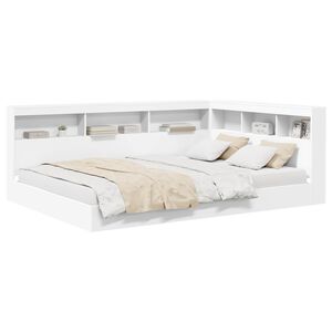 vidaXL Cama com Estante Branco 160 x 200 cm Madeira processada