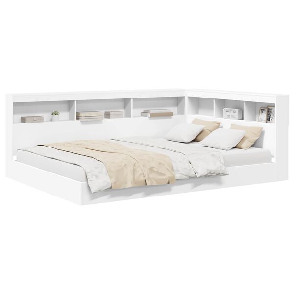 vidaXL Cama com Estante Branco 160 x 200 cm Madeira processada