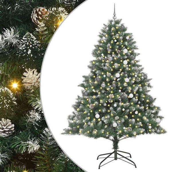 vidaXL &Aacute;rvore de Natal Artificial Verde 240 cm PVC, Pl&aacute;stico e A&ccedil;o