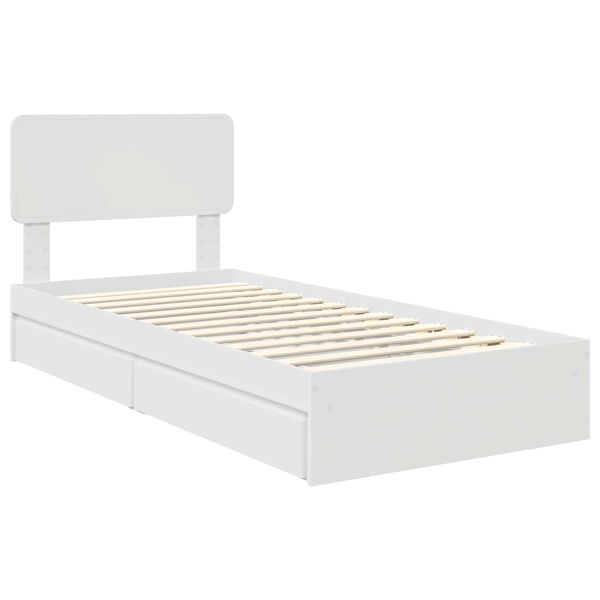 vidaXL Cama com Armazenamento Branco 75 x 190 cm Madeira processada