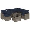 vidaXL Conjunto de sof&aacute; de jardim com 8 pe&ccedil;as e almofadas em rattan sint&eacute;tico cinza