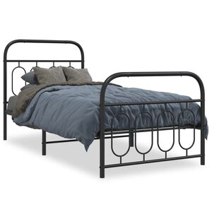 vidaXL Estrutura de cama com cabeceira e pés 80x200 cm metal preto