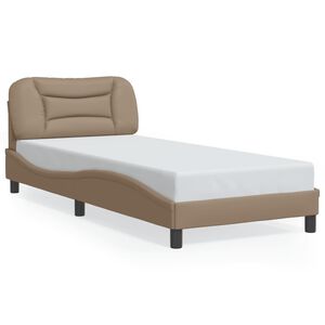 vidaXL Estrutura de cama sem colch&atilde;o Hvar 90x200 cm couro artificial cappuccino