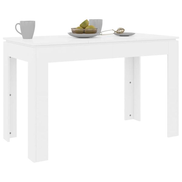 vidaXL Mesa de jantar 120x60x76 cm contraplacado branco brilhante