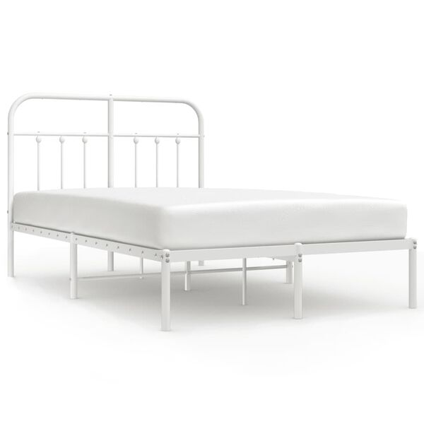 vidaXL Estrutura de cama com cabeceira 120x190 cm metal branco
