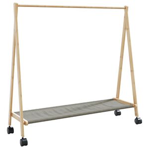 vidaXL Cabide com prateleiras e rodas 106x34x106,5 cm bambu