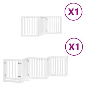 vidaXL Portão p/ cães com porta dobrável 9 painéis 450 cm álamo branco