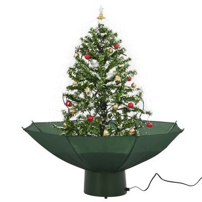 vidaXL Árvore de Natal com neve base formato guarda-chuva 75 cm verde