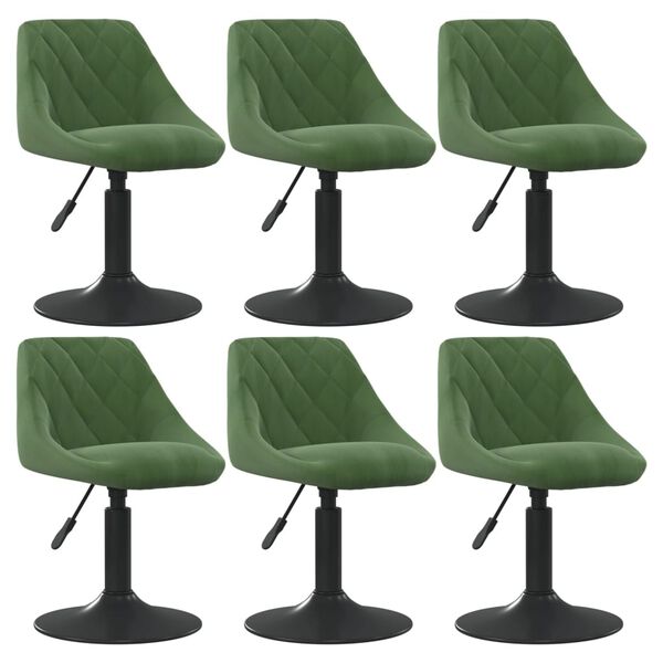vidaXL Cadeiras de jantar girat&oacute;rias 6 pcs veludo verde-escuro