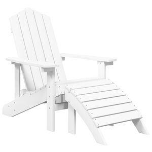 vidaXL Cadeira de jardim Adirondack com apoio de p&eacute;s PEAD branco