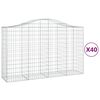 vidaXL Cestos gabi&atilde;o arqueados 40 pcs 200x50x120/140 ferro galvanizado
