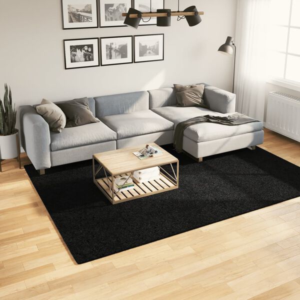 vidaXL Tapete shaggy de pelo alto PAMPLONA 200x280 cm preto