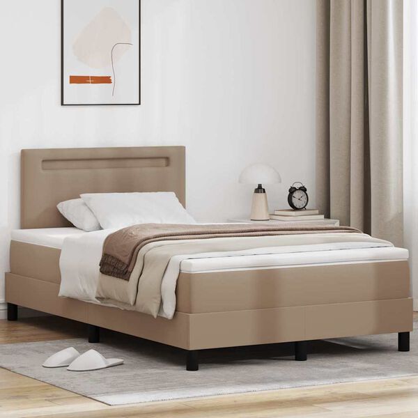 vidaXL Estrutura de cama com colch&atilde;o Cappuccino 120 x 190 cm