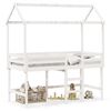 vidaXL Cama alta c/ escada e telhado 90x190 cm pinho maci&ccedil;o branco