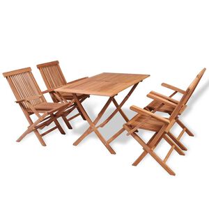 vidaXL 5 pcs conjunto de jantar p/ jardim madeira de teca maci&ccedil;a